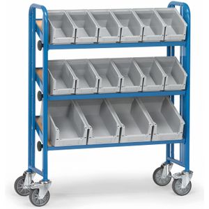 Bijzetwagens Fetra bakkenwagen enkelzijdig, met magazijnbakken L:1050,B:362,H:1205mm blauw Laadvermogen (kg): 250.