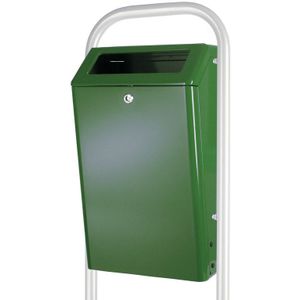 Vrijstaande buitenafvalbak stalen afvalbak met metalen binnenemmer L:400,B:305,H:725mm groen. 50ltr