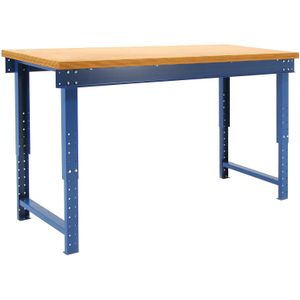 Werkbanken in hoogte verstelbaar zonder legbord ,B:2000,D:750,H:650mm blauw Laadvermogen (kg): 1000.