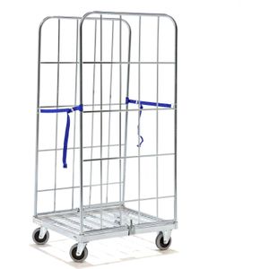 2-heks rolcontainer insteekhekken + 2 nylon spanbanden