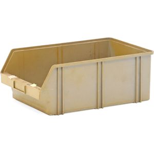 Gebruikte Magazijnbak kunststof met grijpopening stapelbaar L:480,B:310,H:185mm grijs. 21ltr