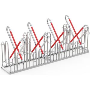 Fietsenrekken 8-delig, dubbelzijdig  ,B:2160,D:1200,H:856mm zilverkleurig