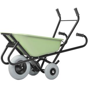 Universele kruiwagen ergonomische kruiwagen met lekvrije PU-banden  L:1650,B:620,H:1150mm groen. 90ltr Laadvermogen (kg): 250.