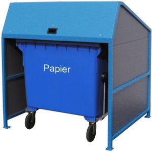Afvalcontainer Afval en reiniging, ombouw voor 1100 liter afvalcontainers met dak en wanden.