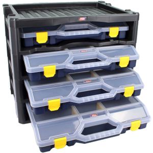 Assortimentskasten inclusief 4 assortimentskoffers L:530,B:376,H:430mm zwart