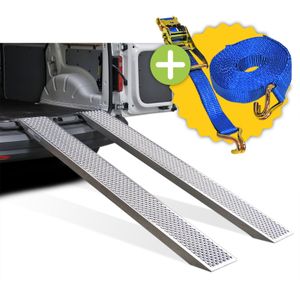 Oprijplaten oprijplaat recht aluminium 200 cm (set) met 1 gratis spanband