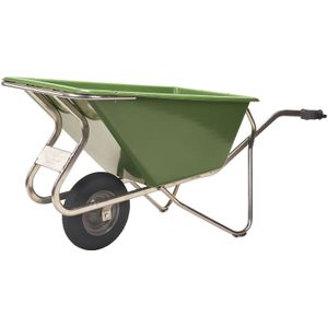Landbouwkruiwagen met luchtband  Ø 400 mm  L:1600,B:680,H:800mm groen. 160ltr Laadvermogen (kg): 250.