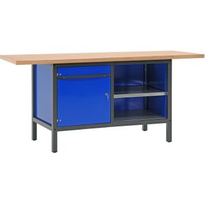 Werktafel, werkbank met 1 kast en 2 etages, 200 cm.
