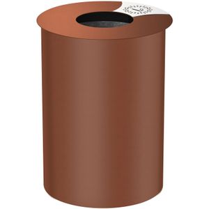 Vrijstaande buitenafvalbak stalen afvalbak met gegalvaniseerde binnenbak L:520,B:520,H:713mm bruin. 60ltr