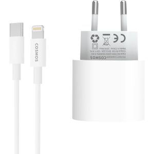 2 Meter COSMOS 20W Snellader Oplader met Lightning naar USB-C oplaadkabel - Geschikt voor Apple iPhone