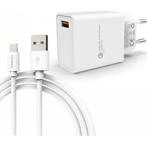 COSMOS 18W USB Sneloplader met 2 Meter USB naar Lightning oplaadkabel - Geschikt voor Apple iPhone