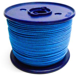 Gevlochten blauw koord 2 mm 200 meter op kunststof rol