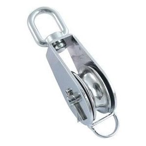 RVS katrol 25 mm met draaibaar oog en spie