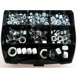 Zeskantmoeren DIN934 in assortimentsbox 181 stuks