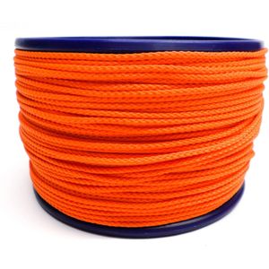 Gevlochten oranje koord 1.5 mm 100 meter op kunststof rol
