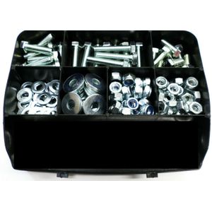 Schroeven, moeren, ringen M8 in assortimentsbox 150 stuks