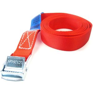 Spanband 25 mm rood 11 meter met klemsluiting