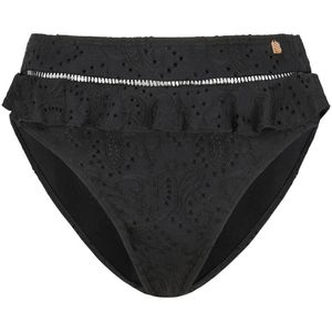 Beachlife Black Embroidery High-waist Bikinibroekje