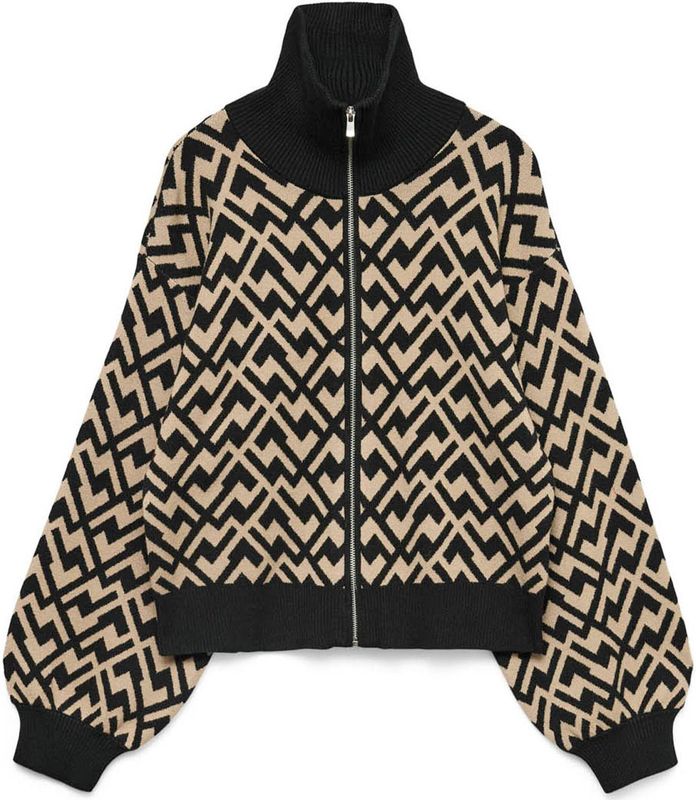 VERO MODA - VMARIA - Gebreid Vest - Beige / Zwart