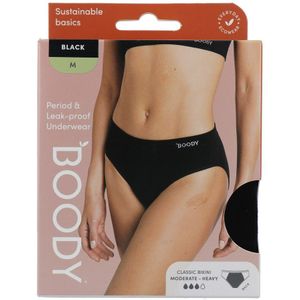 Boody - Classic Bikinislip - Menstruatieondergoed - Zwart - Normaal/Hevig