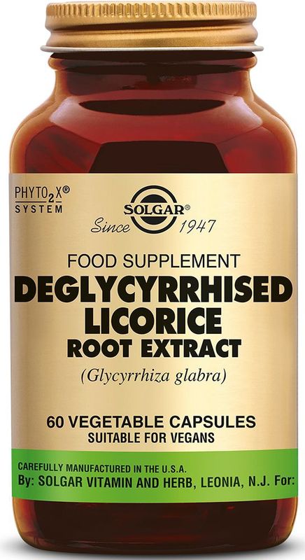 Solgar - Deglycyrrhised Licorice - Zoethoutwortel Extract Capsules - 60 Capsules - Fytotherapie