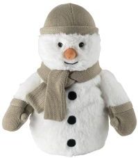 Warmies - Sneeuwpop - wit met wanten en shawl - warmteknuffel - magnetronknuffel