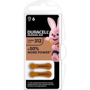 Duracell Batterij Gehoorapparaat DA 312 6st