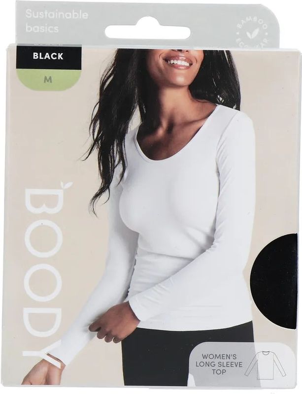 Boody - Damestop Lange Mouw - Zwart