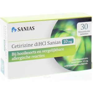 Sanias Cetrizine 10mg Tabletten - bij hooikoorts en vergelijkbare allergische reacties -