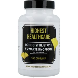 Highest Healthcare - Rode Rijst Q10 & Zwarte Knoflook - Capsules - Plantextract - Vrij van Citrinine