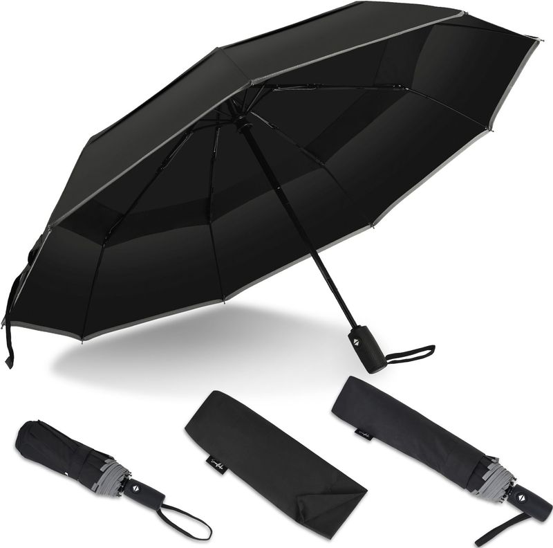 Sunflake - Stormparaplu - Zwart - Opvouwbaar - Stormbestendig