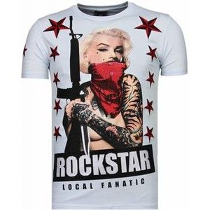 Local Fanatic  Marilyn Rockstar Rhinestone  Shirts  heren Wit