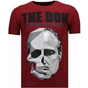 Local Fanatic  The Don Skull Rhinestone  Shirts  heren Rood