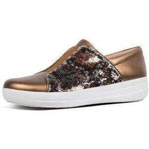 FitFlop  NEW ZIP SNEAKER SNAKE PRINT SEQUINS BRONZe  Sneakers  dames Zwart