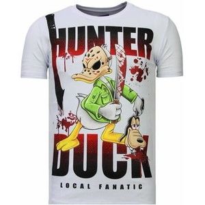Local Fanatic  Hunter Duck Rhinestone  Shirts  heren Wit