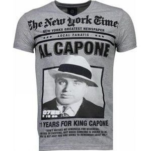 Local Fanatic  Al Capone Rhinestone  Shirts  heren Grijs