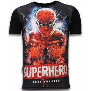 Local Fanatic  Superhero Digital Rhinestone  Shirts  heren Zwart