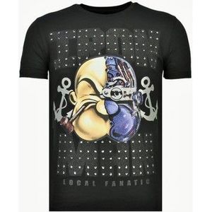 Local Fanatic  Iron Man Popeye Rhinestone  Shirts  heren Zwart