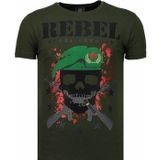 Local Fanatic  Skull Rebel Rhinestone  Shirts  heren Groen