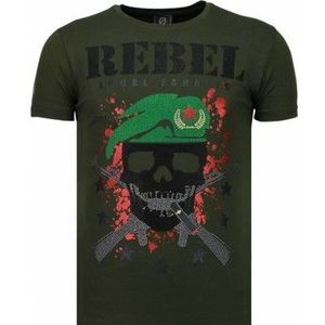 Local Fanatic  Skull Rebel Rhinestone  Shirts  heren Groen