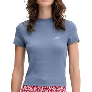 Tommy Jeans - Shirt - Opaal - Korte Pasvorm - Slanke Pasvorm - Kwartmouw