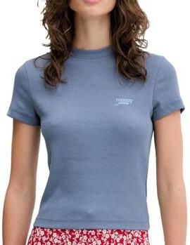 Tommy Jeans - Shirt - Opaal - Korte Pasvorm - Slanke Pasvorm - Kwartmouw