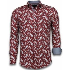 Tony Backer  Blouse Flower Pattern  overhemden  heren Rood