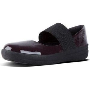 FitFlop  F-SPORTY TM ELASTIC MARY JANE DEEP PLUM PU  Ballerina's  dames Zwart