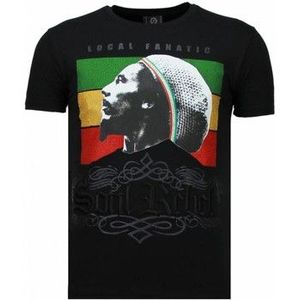 Local Fanatic  Soul Rebel Bob Marley Rhinestone  Shirts  heren Zwart