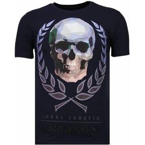 Local Fanatic  Skull Originals Rhinestone  Shirts  heren Blauw