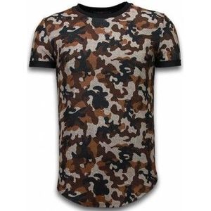 Justing  Camouflaged Fashionable Long Fi  Shirts  heren Bruin