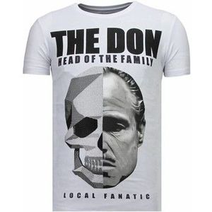 Local Fanatic  The Don Skull Rhinestone  Shirts  heren Wit