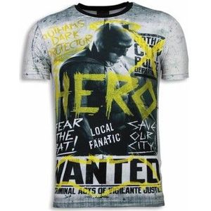 Local Fanatic  Wanted Gothams Hero Digital  Shirts  heren Wit