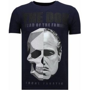 Local Fanatic  The Don Skull Rhinestone  Shirts  heren Blauw